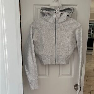 Lululemon Light Gray Cropped full Zip-Up Hoodie